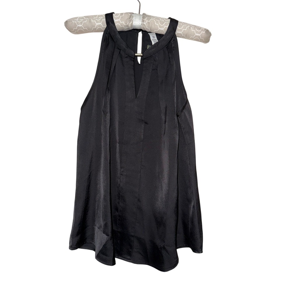 Blooming Jelly Black Satin‎ Halter Neck Keyhole Front Sleeveless Top Size L